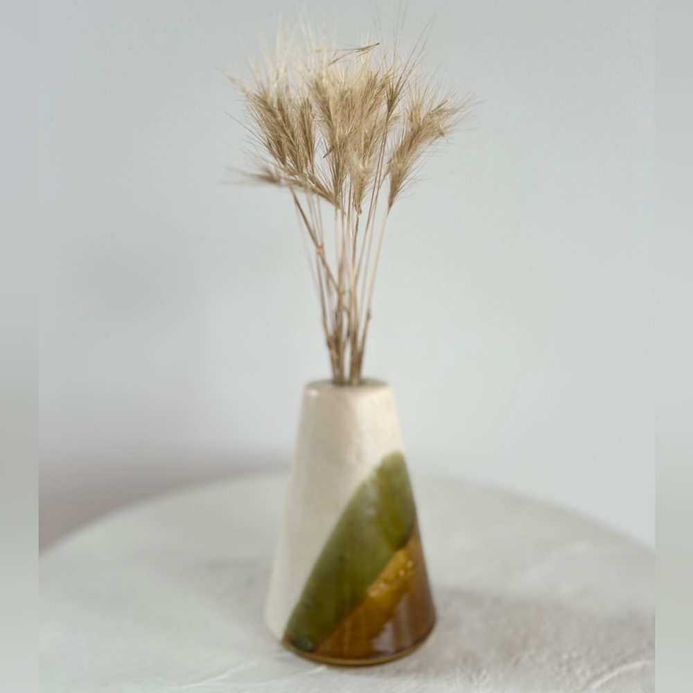 BEAUTIFUL HANDMADE STUDIO POTTERY‎ DRIED FLOWER VASE NEUTRAL COLOURS GLAZING - Picture 4 of 11
